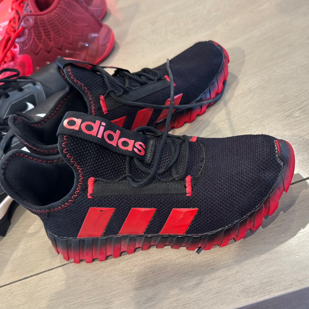 Adidas Black and Red Performance Sneakers